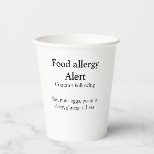 Food allergy alert add name text food items invita paper cups