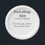 Food allergy alert add name text food items invita paper plate<br><div class="desc">Design</div>