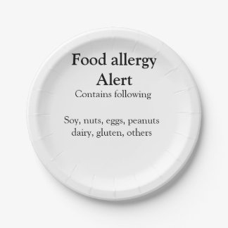 Food allergy alert add name text food items invita paper plate