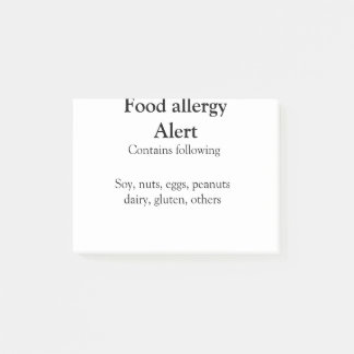 Food allergy alert add name text food items invita post-it notes