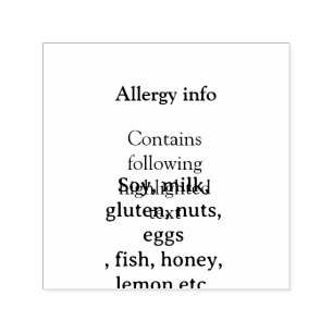 Food allergy alert add name text food items invita self-inking stamp