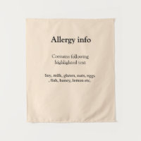 Food allergy alert add name text food items invita