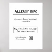 Food allergy alert add name text food items QR