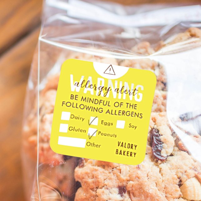 Food Allergy Alert Safety Square Sticker (Creator Uploaded)