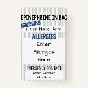 Food Allergy Alert Tag Badge  ID Badge