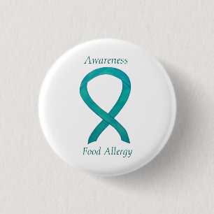Food Allergy Awareness Green Ribbon Custom Art Pin