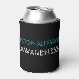Food Allergy Awareness Teal Black Can Cooler
