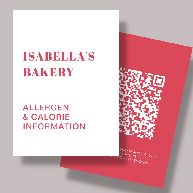  Food Allergy Calorie Information QR Code Card (Creator Uploaded)
