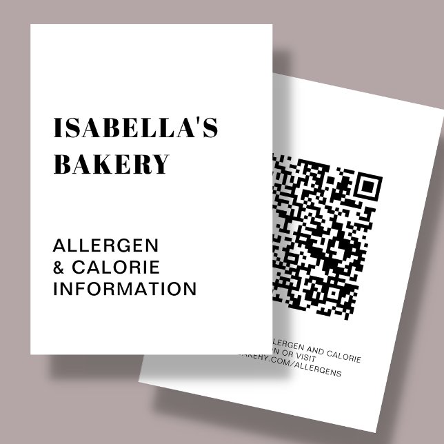 Food Allergy Calorie Information QR Code Card (Creator Uploaded)