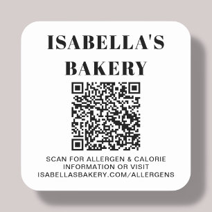 Food Allergy Calorie Information QR Code Square Sticker