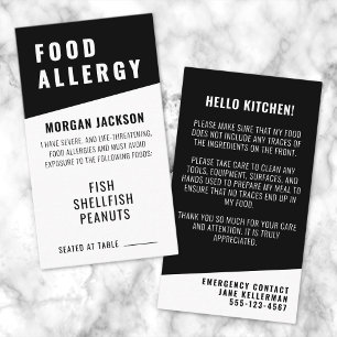 Food Allergy Chef Card