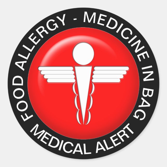 FOOD ALLERGY - medicine in bag Classic Round Sticker (Front)