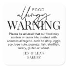 Food Allergy Minimalist Bakery Safety Warning