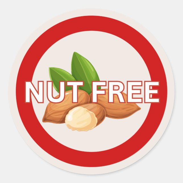 Food Allergy Nut Free Alert Classic  Round Sticker (Front)