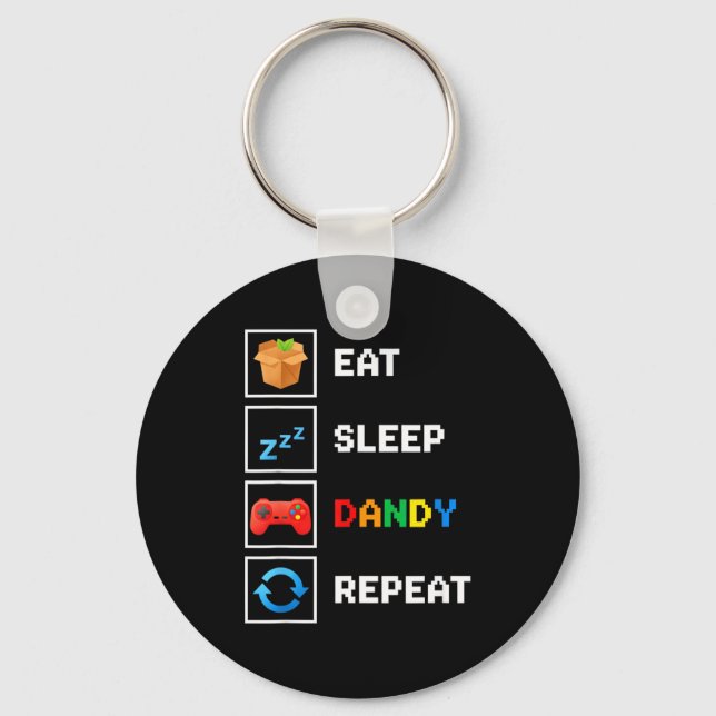 Food &amp; Drink Eat Sleep Dandy Repeat Xel Foodie Key Ring (Front)