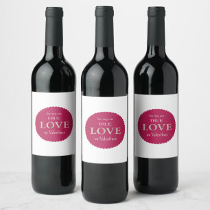 Food and Beverage Label Set Valentine Love
