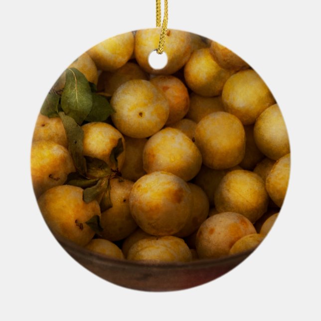 Food - Apples - Golden apples Ceramic Tree Decoration (Front)