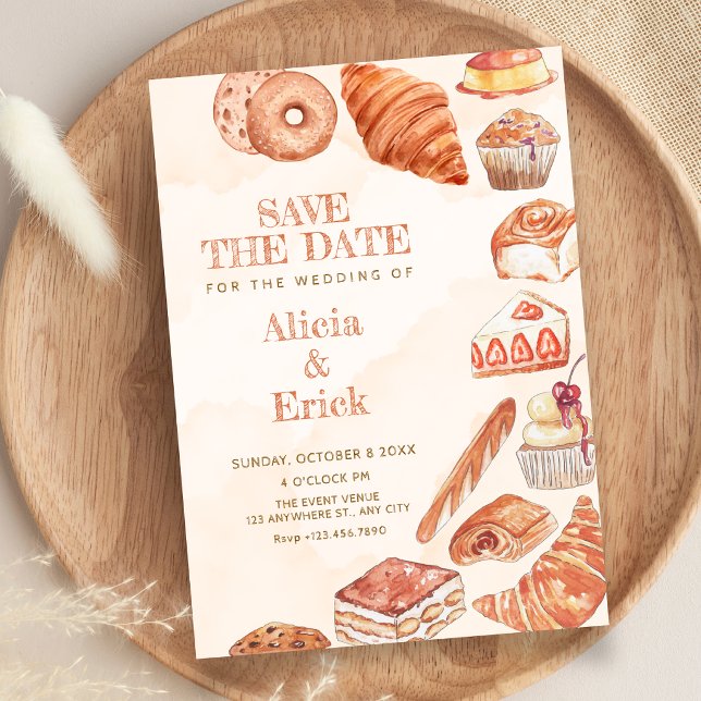 Food bread pastry art wedding save the date (Creator Uploaded)