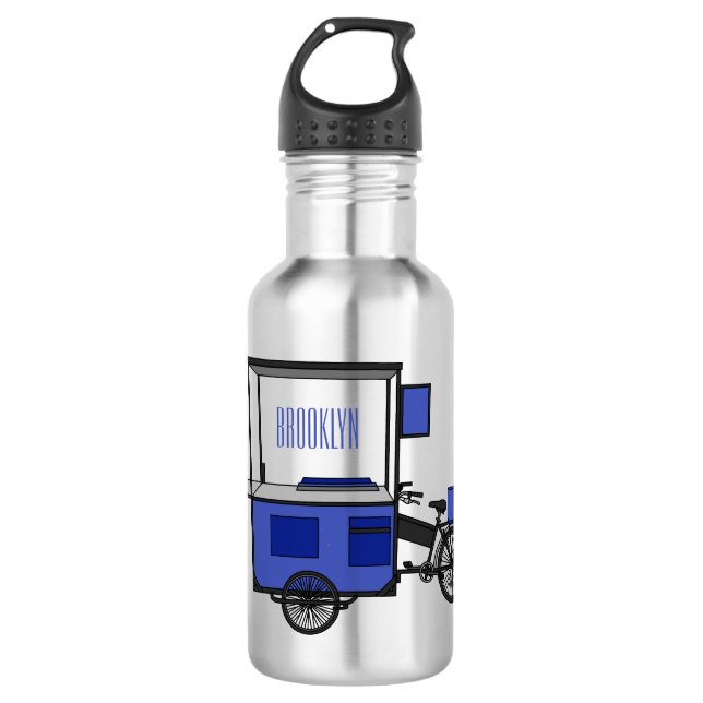 Food cart cartoon illustration 532 ml water bottle (Front)