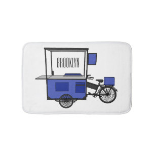 Food cart cartoon illustration bath mat
