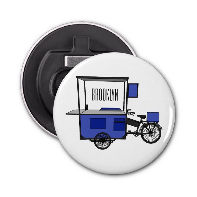 Food cart cartoon illustration bottle opener (Front)