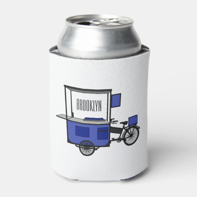 Food cart cartoon illustration can cooler (Can Front)