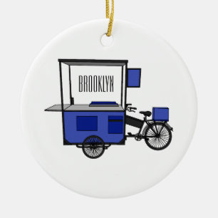 Food cart cartoon illustration ceramic tree decoration