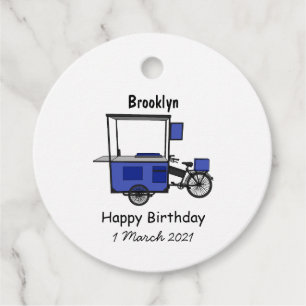 Food cart cartoon illustration favour tags