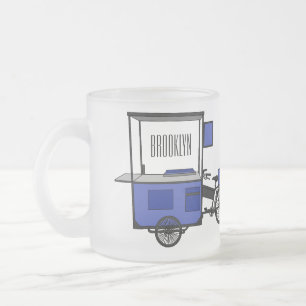 Food cart cartoon illustration frosted glass coffee mug