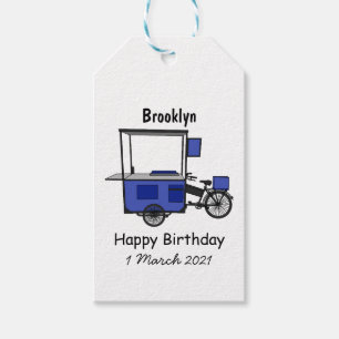 Food cart cartoon illustration gift tags