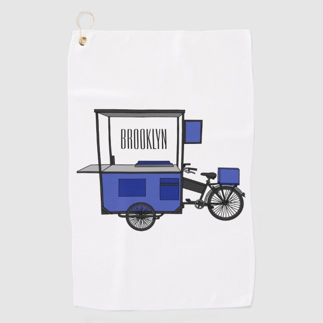 Food cart cartoon illustration golf towel (Front)
