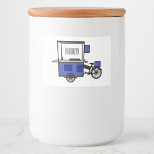 Food cart cartoon illustration label