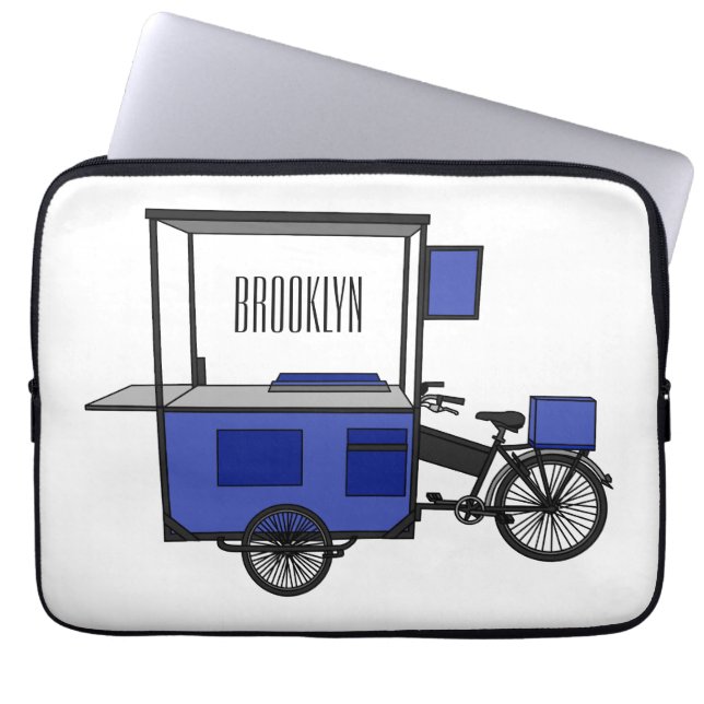 Food cart cartoon illustration laptop sleeve (Front)