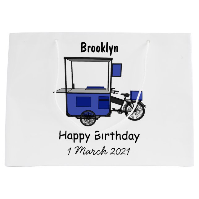 Food cart cartoon illustration large gift bag (Front)
