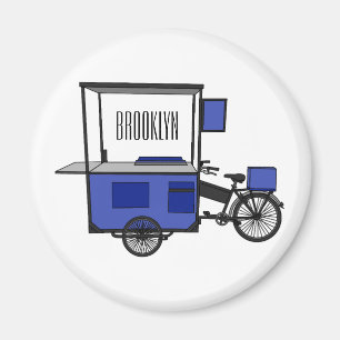 Food cart cartoon illustration magnet