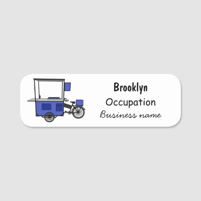 Food cart cartoon illustration name tag (Front)