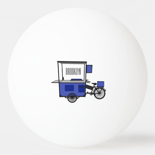Food cart cartoon illustration ping pong ball (Front)
