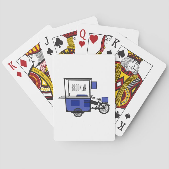 Food cart cartoon illustration playing cards (Back)
