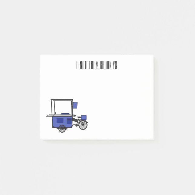Food cart cartoon illustration post-it notes (Front)