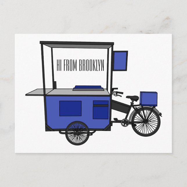 Food cart cartoon illustration postcard (Front)