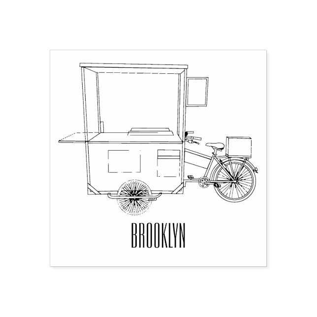 Food cart cartoon illustration rubber stamp (Imprint)