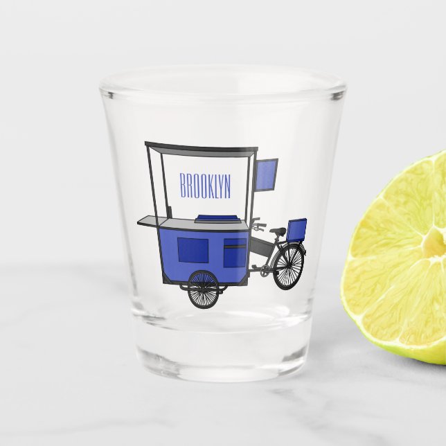 Food cart cartoon illustration shot glass (Front)