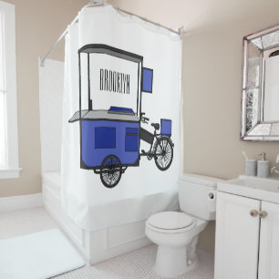 Food cart cartoon illustration shower curtain