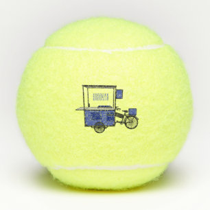 Food cart cartoon illustration tennis balls