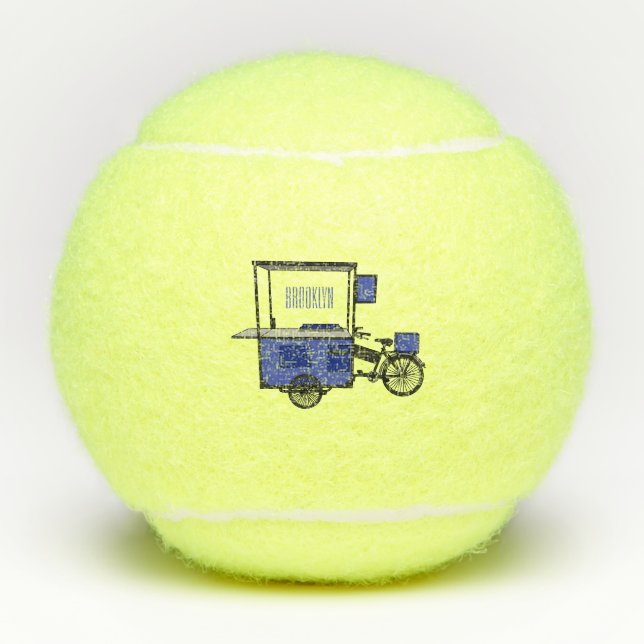 Food cart cartoon illustration tennis balls (Front)