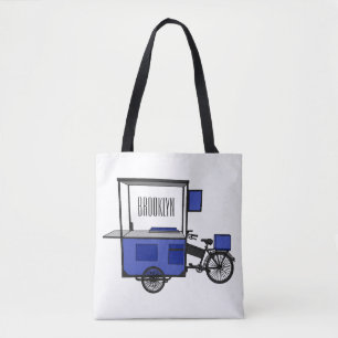 Food cart cartoon illustration tote bag