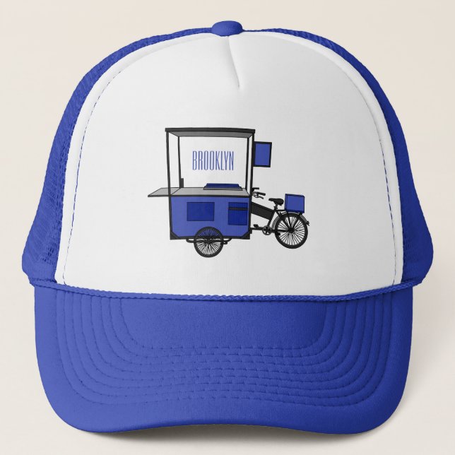 Food cart cartoon illustration trucker hat (Front)
