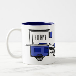 Food cart cartoon illustration Two-Tone coffee mug