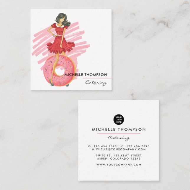 Food Catering Square Business Card (Front/Back)