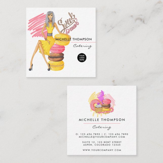 Food Catering Square Business Card (Front/Back)